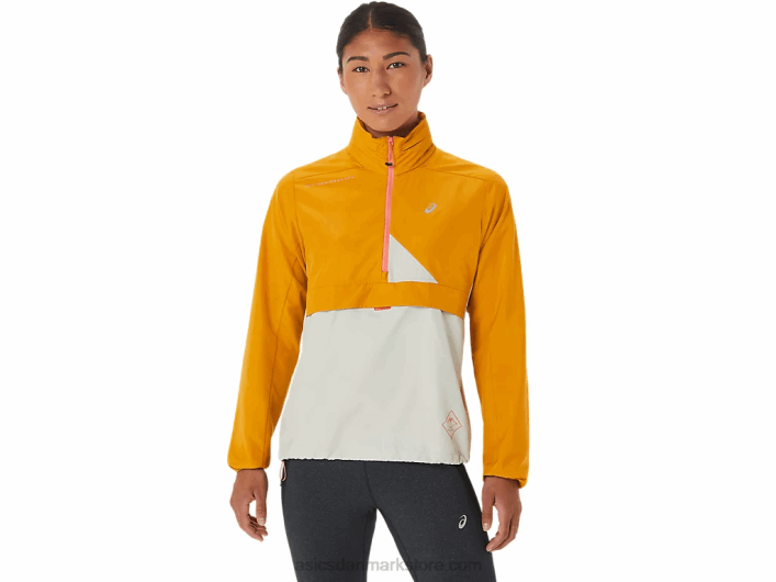 Asicsfujitrail anorak til kvinder 60Z42568 sandstorm/let salvie