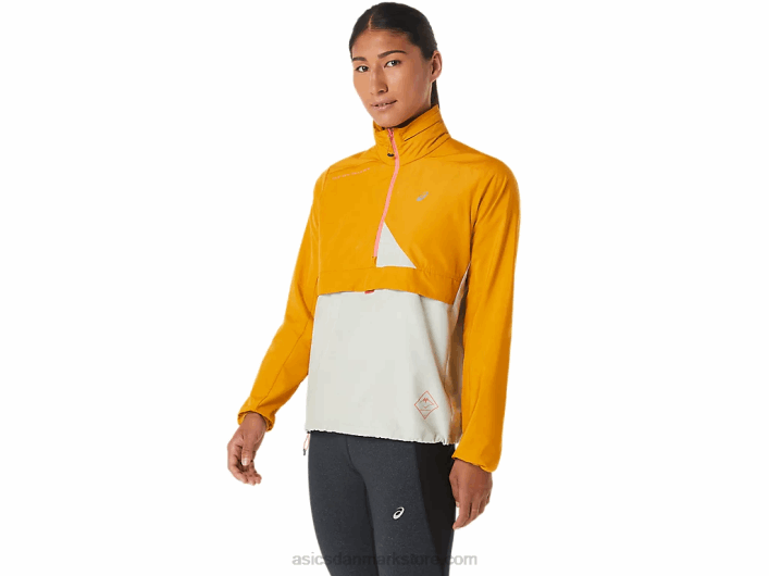 Asicsfujitrail anorak til kvinder 60Z42568 sandstorm/let salvie