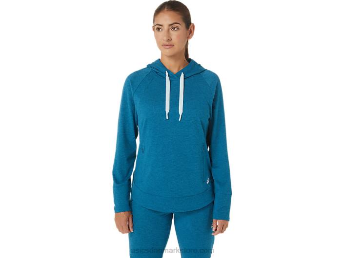 Asicstech pullover hættetrøje til kvinder 60Z42809 deep sea teal spacedye