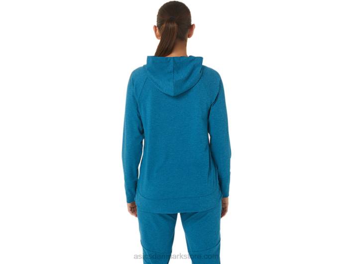 Asicstech pullover hættetrøje til kvinder 60Z42809 deep sea teal spacedye