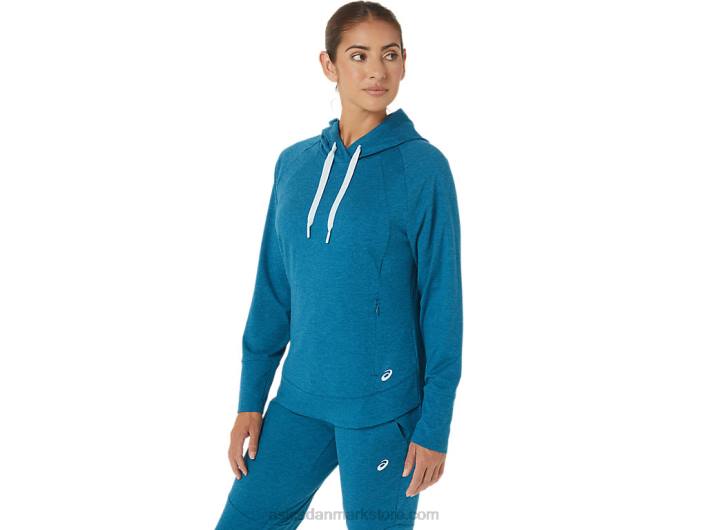 Asicstech pullover hættetrøje til kvinder 60Z42809 deep sea teal spacedye