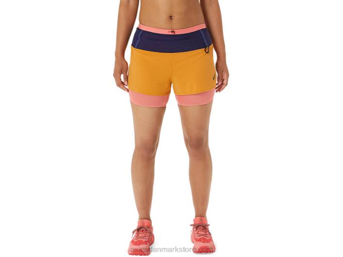 Asicskvinders fujitrail 2-n-1 kort 60Z42537 sandstorm/papaya