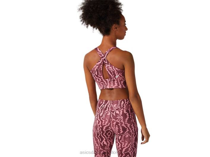 Asicskvinders nye stærke 92 printede bh 60Z43803 dybt mars print