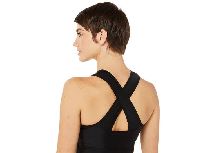 Asicstrænings-bh-skjorte til kvinder 60Z43395 ydeevne sort