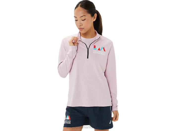 Asicsdame færdigt sæt halv zip lam 60Z43316 knapt rose/fransk blå