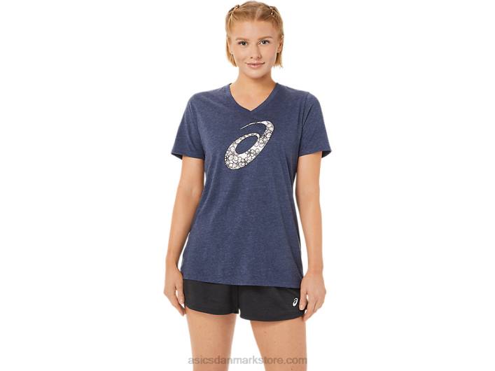 Asicskortærmet kirsebærblomst-vneck til kvinder 60Z43733 ærtelyng