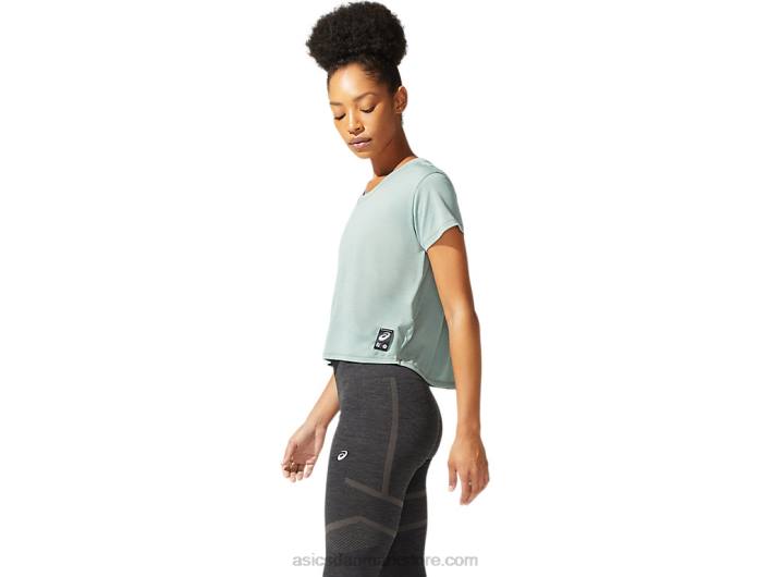 Asicskortærmet sakura crop top til kvinder 60Z43977 skifergrå