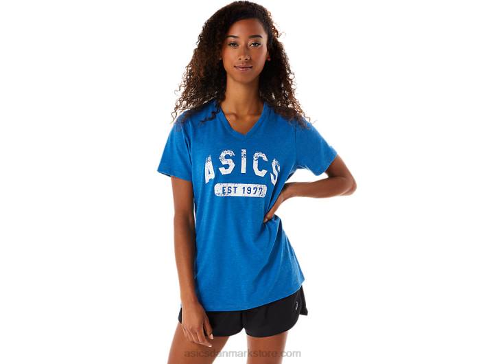 Asicskortærmet t-shirt til kvinder fra 1977 med v-hals 60Z42982 søkørsel