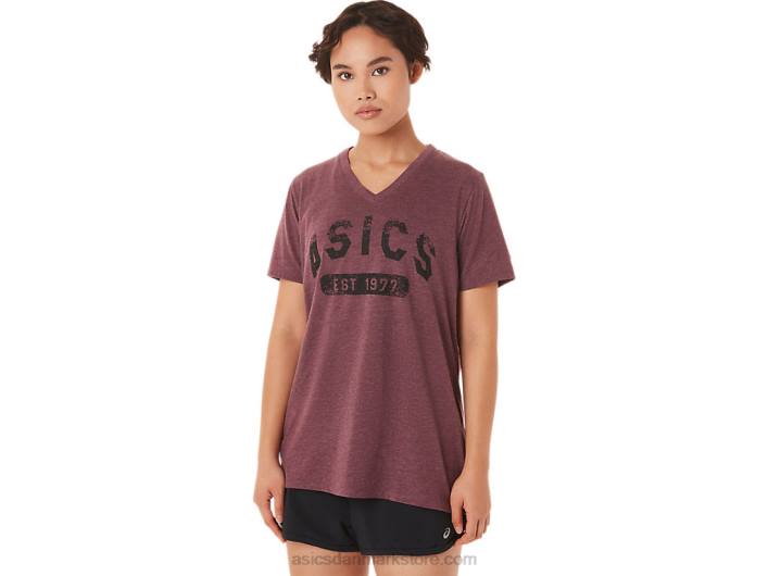 Asicskortærmet t-shirt til kvinder fra 1977 med v-hals 60Z43421 dyb sumplyng