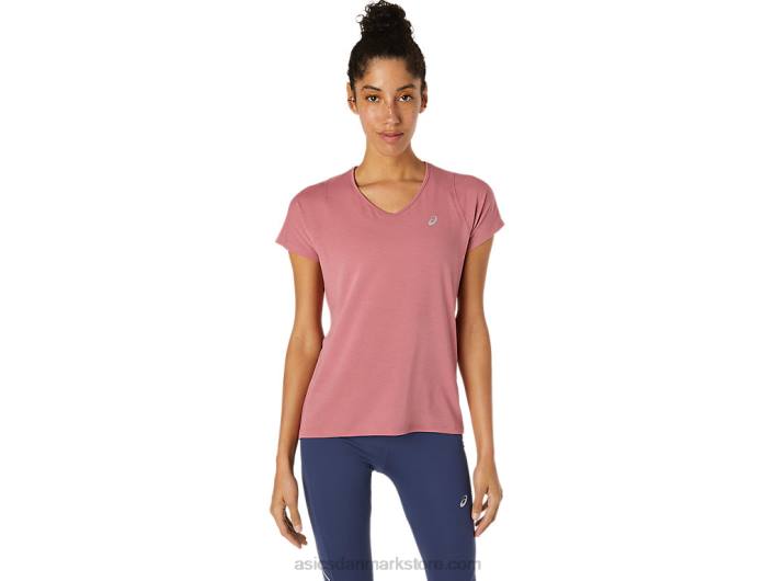 Asicskortærmet top med v-hals til kvinder 60Z43832 røgfarvet rose
