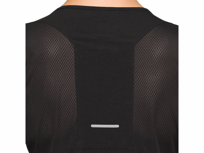 Asicskortærmet top med v-hals til kvinder 60Z44183 ydeevne sort