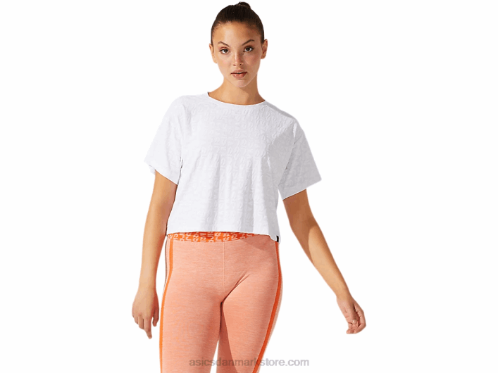 Asicskorte ærmer i jacquard-logo til kvinder 60Z43968 strålende hvid