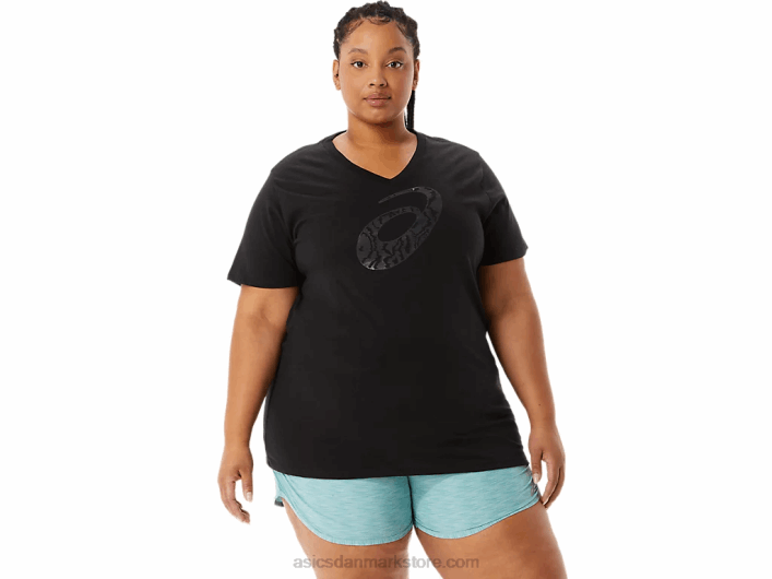 Asicskvinders spiral 'a' airbrush tiger print vneck 60Z43183 ydeevne sort