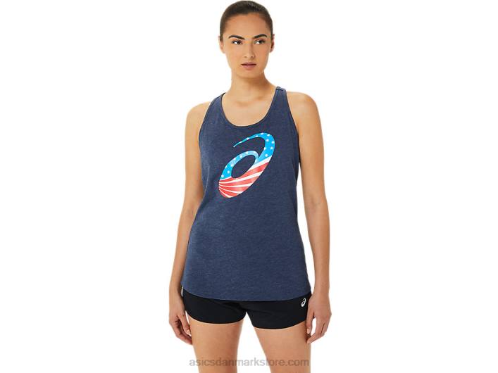 Asicskvinders spiral en stjerner og striber kortærmet 60Z43186 ærtelyng