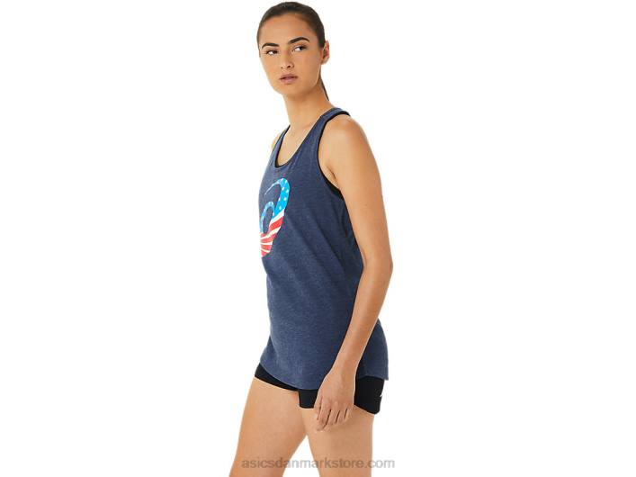 Asicskvinders spiral en stjerner og striber kortærmet 60Z43186 ærtelyng