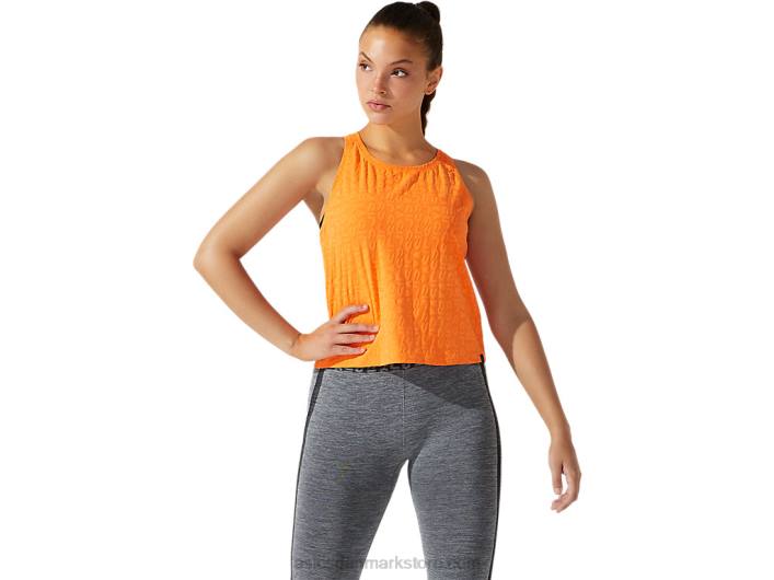 AsicsKvinders cropped logo jacquard tank 60Z43942 sol fersken