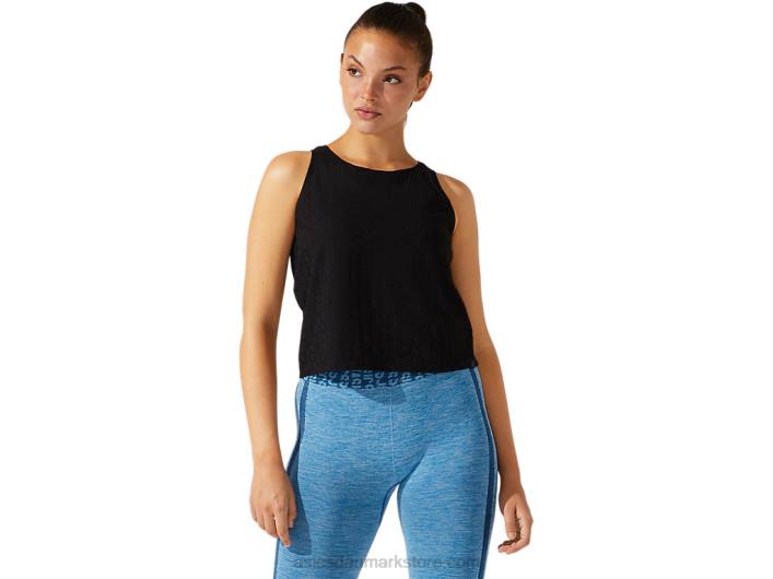 AsicsKvinders cropped logo jacquard tank 60Z43965 ydeevne sort