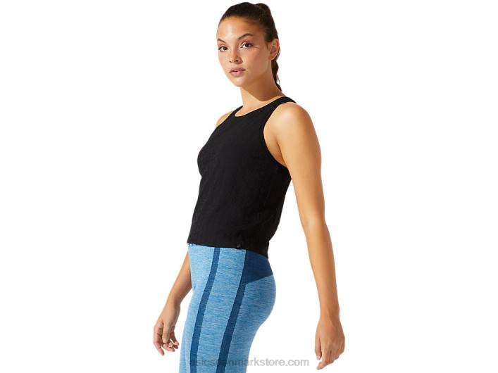 AsicsKvinders cropped logo jacquard tank 60Z43965 ydeevne sort