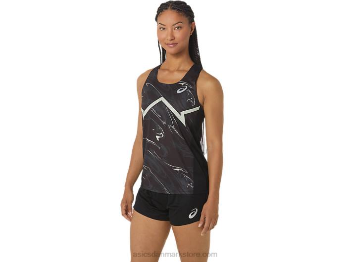 Asicsdame cj-line let singlet 60Z42347 ydeevne sort/hviskgrøn