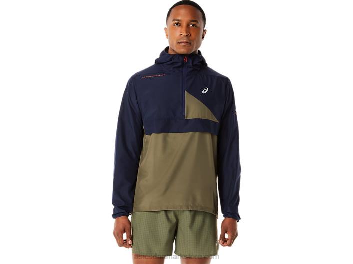 Asicsfujitrail anorak til mænd 60Z41136 midnat/kappegrøn