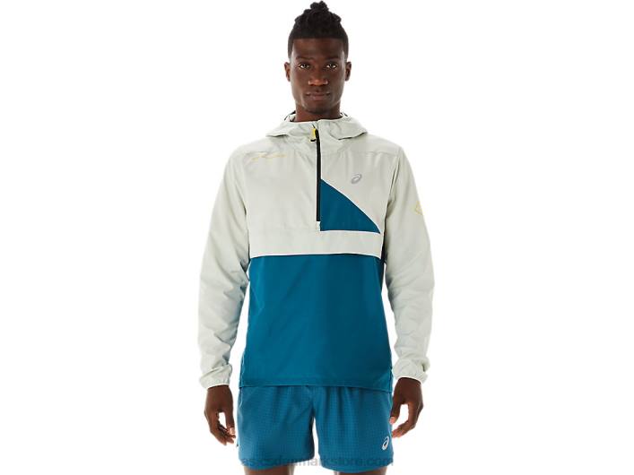 Asicsfujitrail anorak til mænd 60Z4523 blæk blågrøn/lys salvie