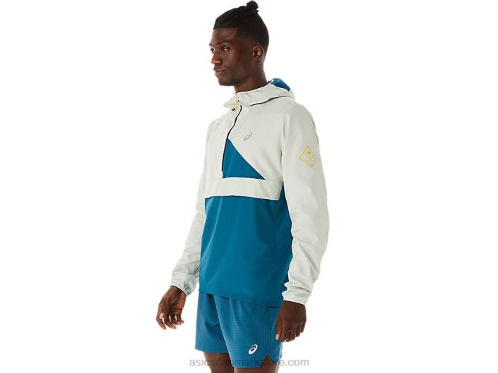 Asicsfujitrail anorak til mænd 60Z4523 blæk blågrøn/lys salvie