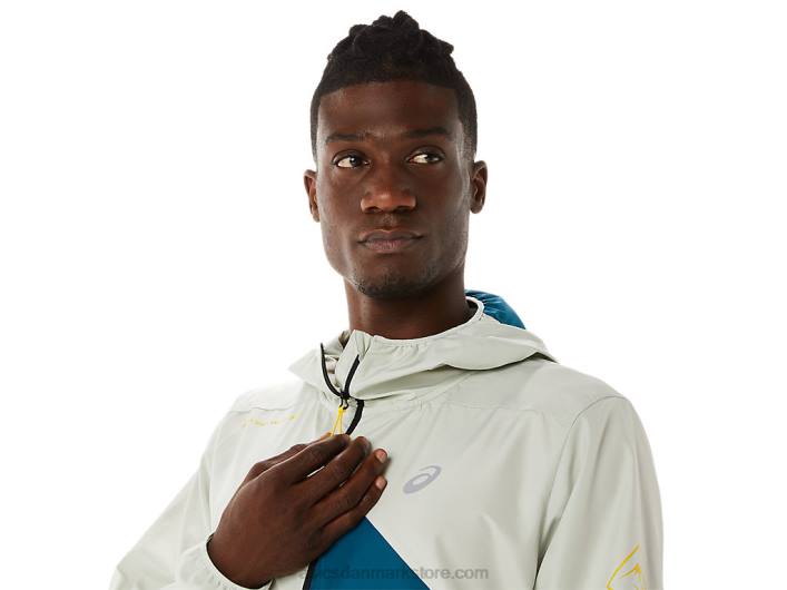 Asicsfujitrail anorak til mænd 60Z4523 blæk blågrøn/lys salvie