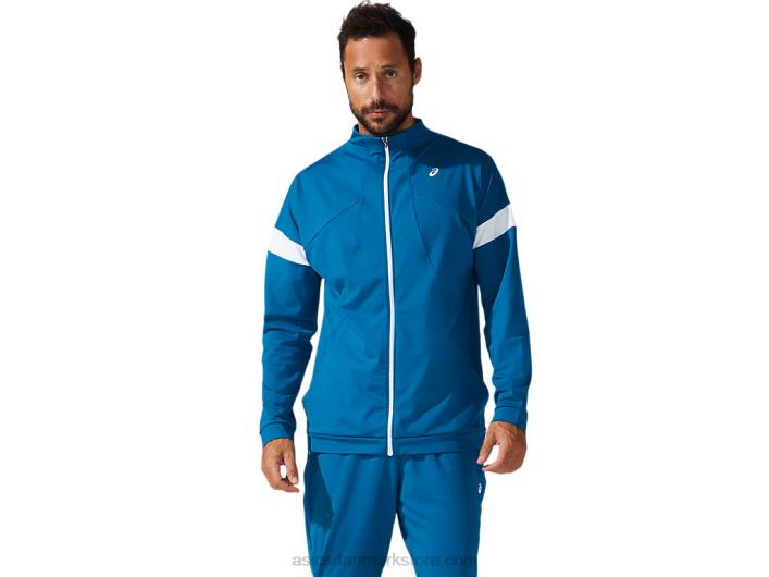 Asicstræningsjakke til mænd 60Z41796 dybhavsblågrøn/brillant hvid