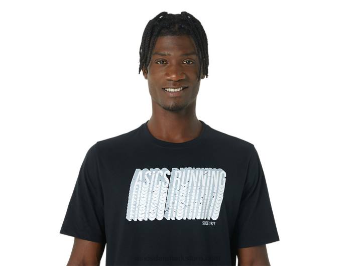 Asicslang abstrakt logo-t-shirt 60Z4795 ydeevne sort