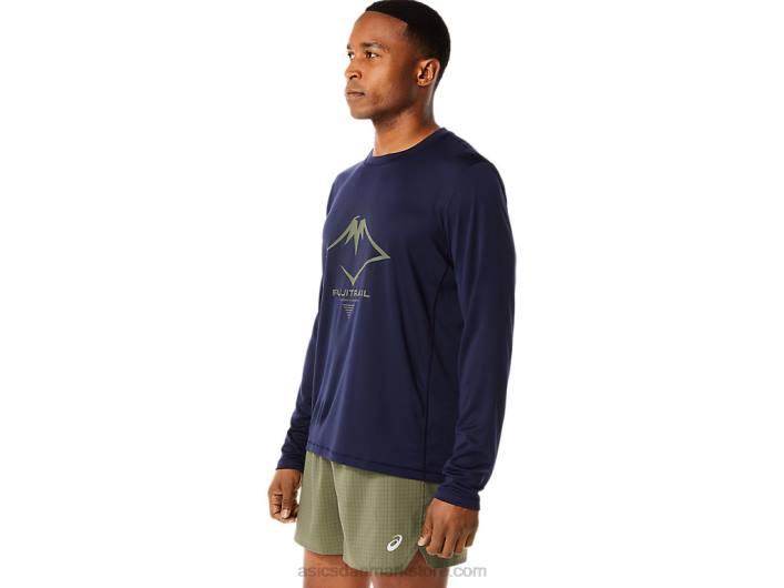 Asicslangærmet fujitrail logo top til mænd 60Z41067 midnat