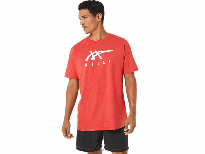 Asicsstribet kortærmet t-shirt 60Z41255 klassisk rød lyng