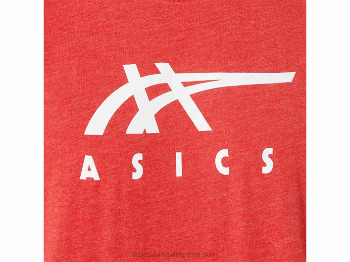 Asicsstribet kortærmet t-shirt 60Z41255 klassisk rød lyng