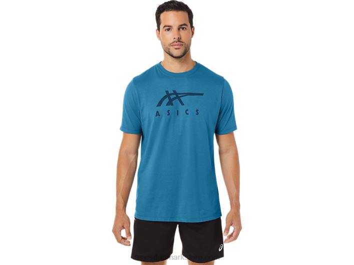 Asicsstribet kortærmet t-shirt 60Z4166 ø blå lyng