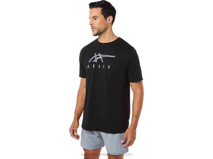 Asicsstribet kortærmet t-shirt 60Z41716 ydeevne sort