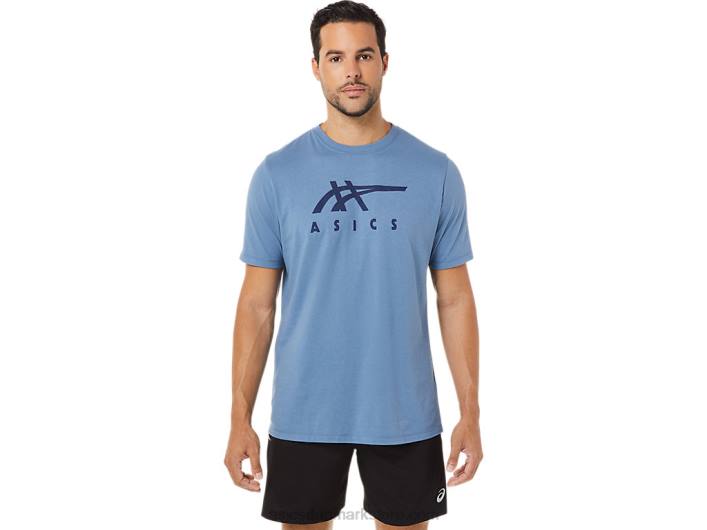 Asicsstribet kortærmet t-shirt 60Z41743 storm blå
