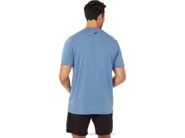 Asicsstribet kortærmet t-shirt 60Z41743 storm blå