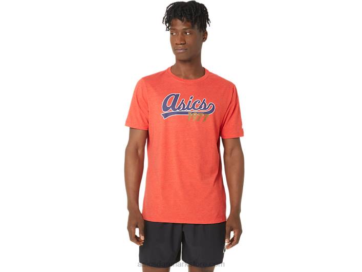 Asicsunisex 77 baseball t-shirt 60Z499 klassisk rød lyng