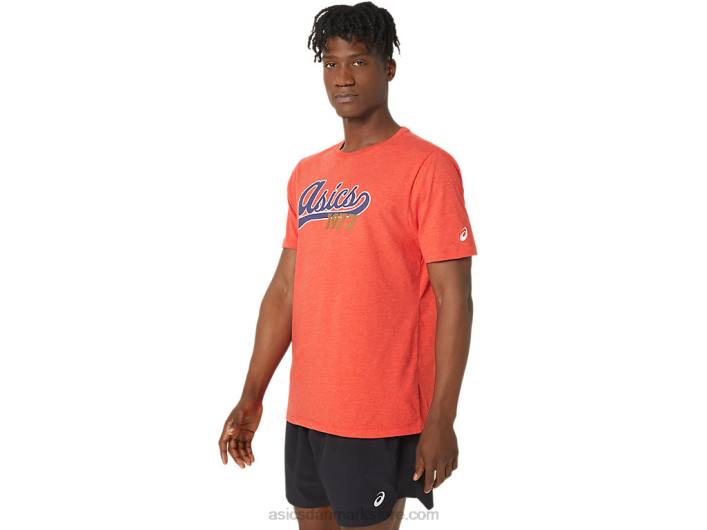 Asicsunisex 77 baseball t-shirt 60Z499 klassisk rød lyng