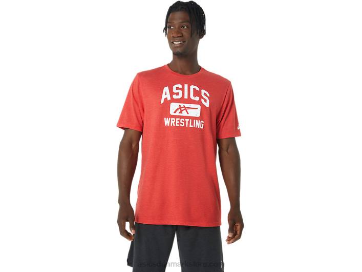 Asicsunisex wrestling grafisk t-shirt 60Z4848 klassisk rød lyng