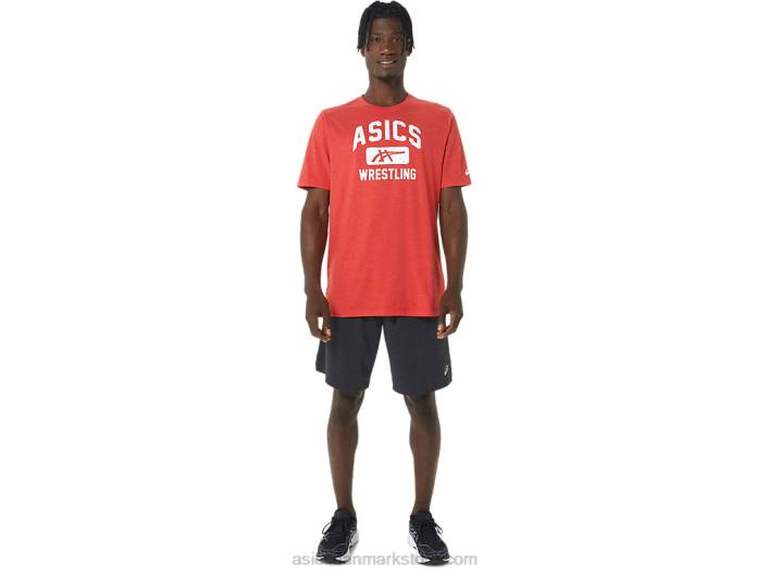 Asicsunisex wrestling grafisk t-shirt 60Z4848 klassisk rød lyng