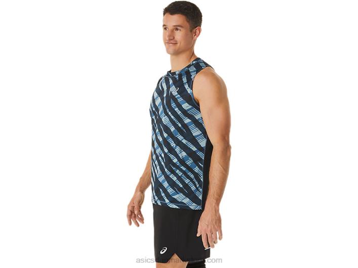 Asicsvild camo singlet til mænd 60Z41113 azurblå/performance sort